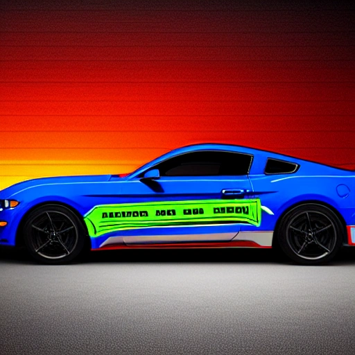 ford mustang futurista con fondo oscuro y q tengas luces de neon
, 3D, Cartoon