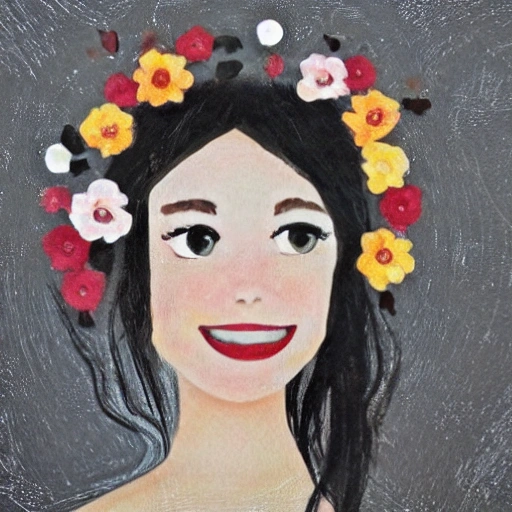 The girl with the petals in her hair, smile,