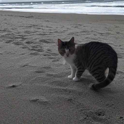 cat，beach，