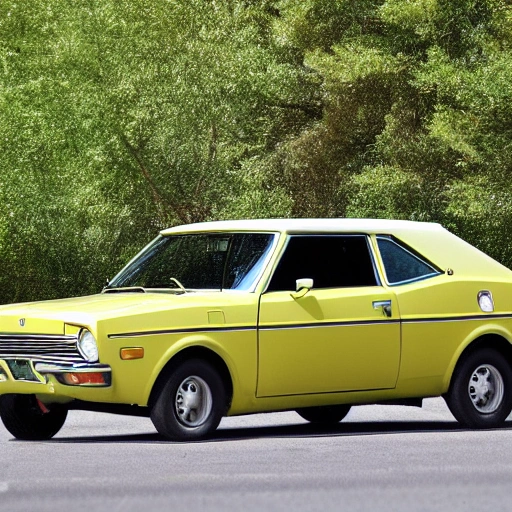 1972 4-door light yellow amc hornet, 18mm lens, Water Color