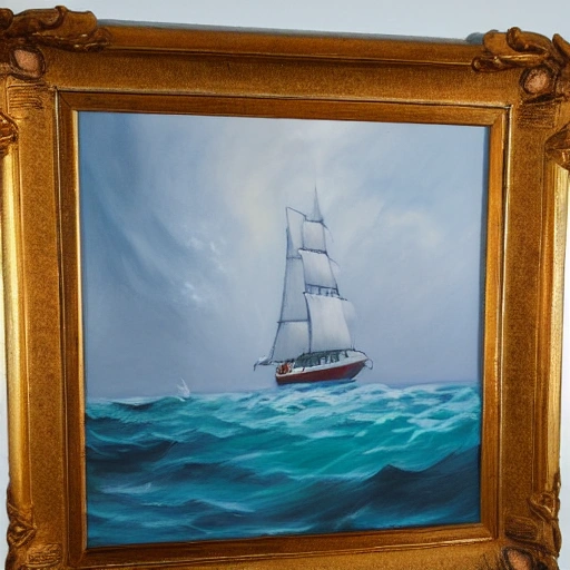 A boat sails through a storm, Oil Painting