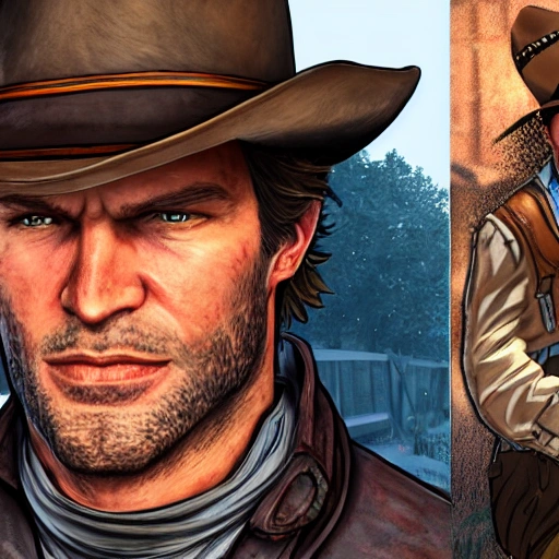 Arthur Morgan beats Micah, realistic style, highest quality