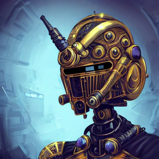 steampunk helmet fantasy art mask robot ninja stylized digital illustration sharp focus, elegant intricate digital painting artstation concept art global illumination ray tracing advanced technology chaykin howard and campionpascale and cooke darwyn and davis jack 