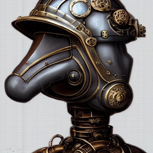 steampunk helmet fantasy art mask robot ninja stylized digital illustration sharp focus, elegant intricate digital painting artstation concept art global illumination ray tracing advanced technology chaykin howard and campionpascale and cooke darwyn and davis jack , Pencil Sketch