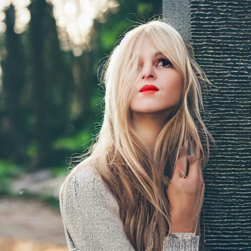 Blonde woman, photography, depth of field f11 3.5, 25mm lens, 8k, ultra-realistic --v 4 --q 2 --v 4 --s 750 --uplight
