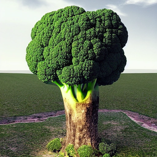 big broccoli tree dominating all space, hyper realistic


