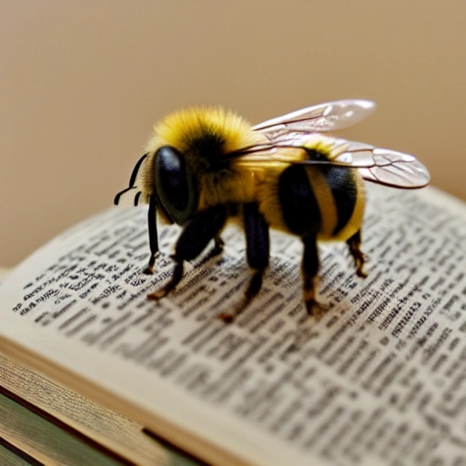 cute little bee on books