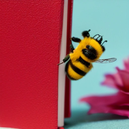 cute little bee on a red open book, Cartoon