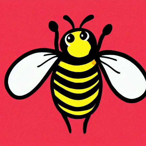 little cute bee on a red open book, Cartoon