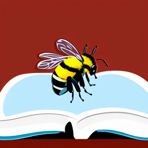 little cute bee on an open book, Cartoon