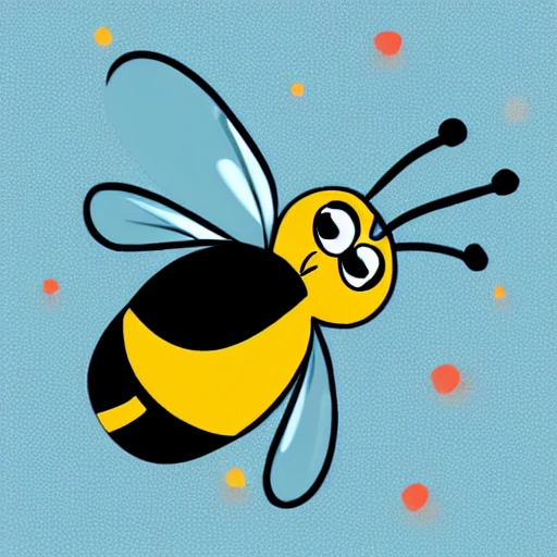 little cute flying bee on an open book, Cartoon