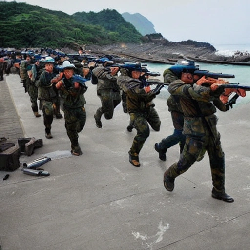 man  strong  gun  fire asian  taiwan  sea  