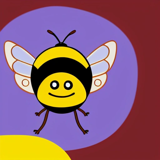 little bee with big cute eyes and wings, Cartoon