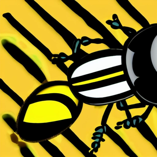 little yellow black bee with big eyes, Cartoon