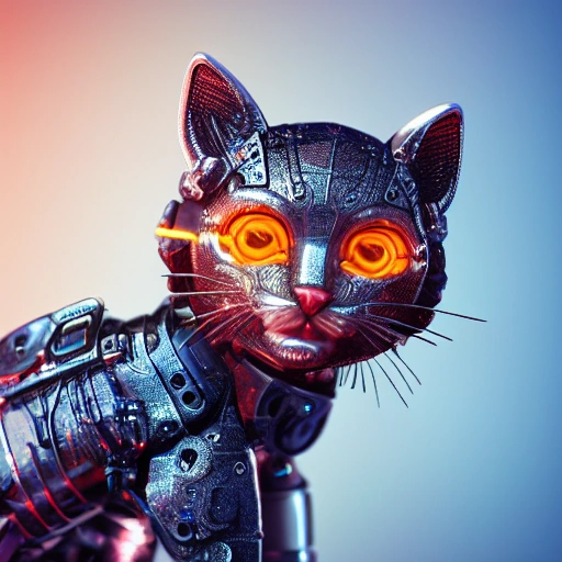 , 3DA hyper-detailed complex 3d render of a cute cyborg kitten made out of metal, glowing cinematic, detailed wire, vibrant details, unreal engine, octane render, cinematic shot, flawless detail, award-winning, expertly crafted, meticulously composed photography, creative, 8k, rim light, dynamic lighting