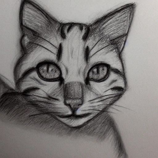 a little red cat, 3D, Pencil Sketch