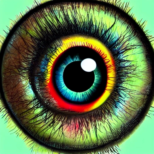 colorful eye illustration ron donovan style, 3D