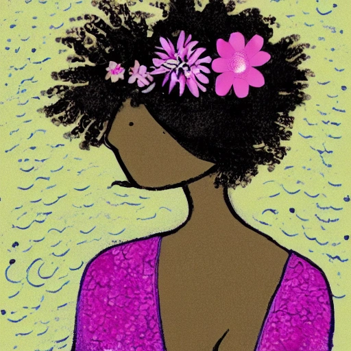 The girl with the petals in her hair, smile, Cartoon