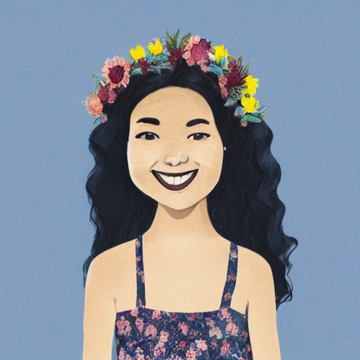 The girl with the petals in her hair, smile