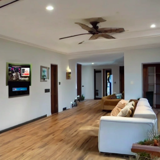 House interior with alarm systems, camera surveillance systems, wifi internet, and home automation systems.