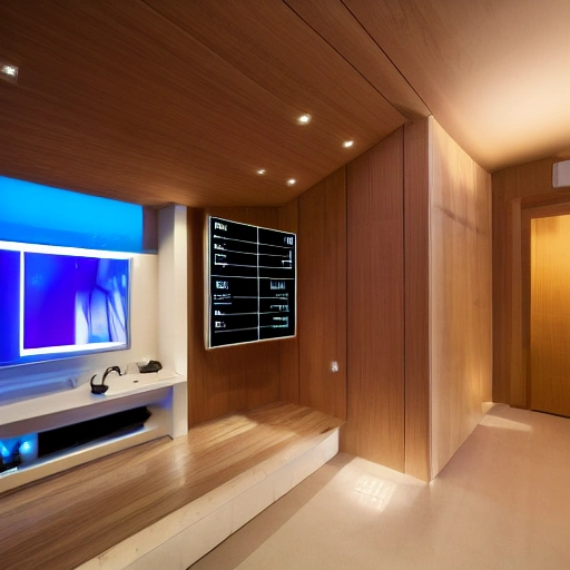 house interior with security camera and lighting control panel