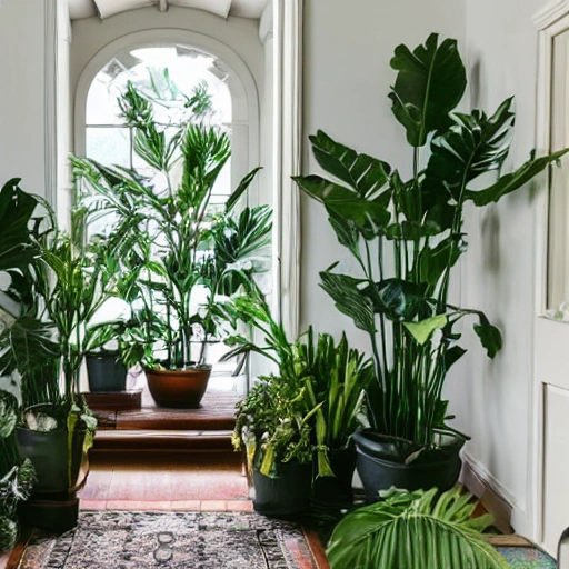 foyer with lots of house plants
