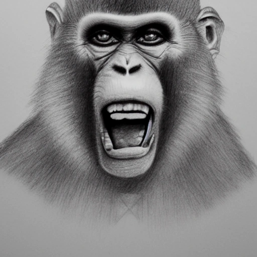 Evil monkey , , Pencil Sketch - Arthub.ai