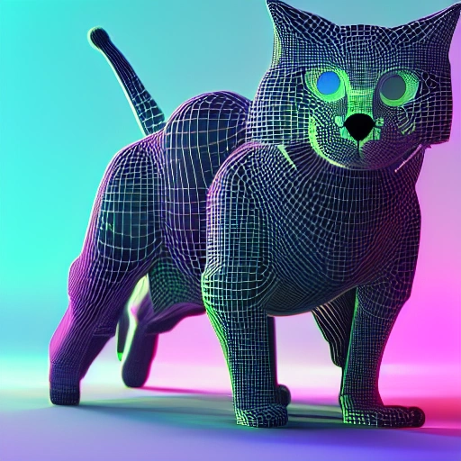 3d render cyberpunk CAT, Trippy