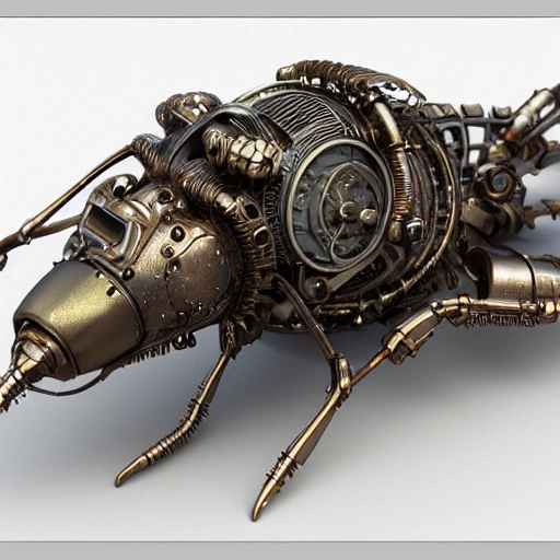 steampunk cybernetic biomechanical fly, 3 d model, unreal engine realistic render, 8 k, micro detail, intricate, elegant, highly detailed, centered, digital painting, artstation, smooth, sharp focus, illustration, artgerm, tomasz alen kopera, wlop , 3D