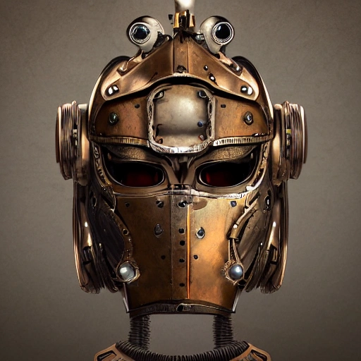 steampunk helmet fantasy art mask robot ninja stylized digital illustration sharp focus, elegant intricate digital painting artstation concept art global illumination ray tracing advanced technology chaykin howard and campionpascale and cooke darwyn and davis jack , 3D, 3D