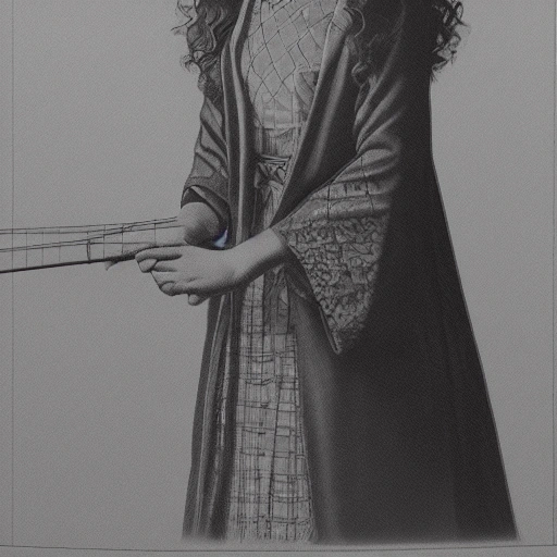 Hermione Granger in a dress, Japanese portrait, high detail, intricate shading, 3D stereoscopic, realistic