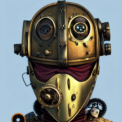 steampunk helmet fantasy art mask robot ninja stylized digital illustration sharp focus, elegant intricate digital painting artstation concept art global illumination ray tracing advanced technology chaykin howard and campionpascale and cooke darwyn and davis jack 