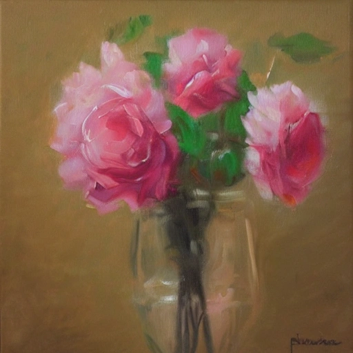 , Oil Painting una rosa