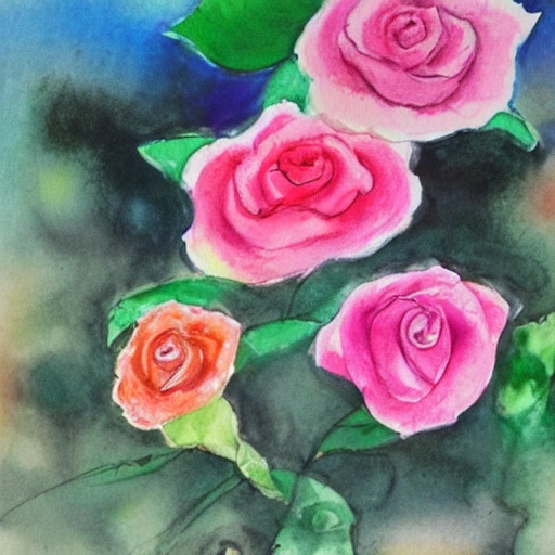 rosas en un jardin, Water Color