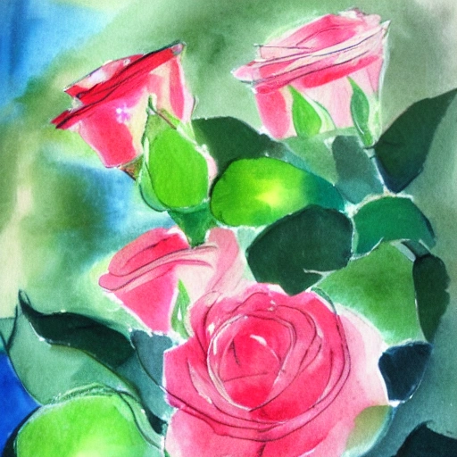 rosas en un jardin, Water Color