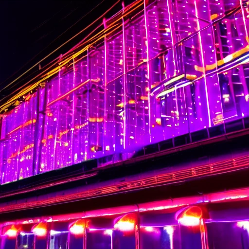 Tokio neon purple and pink lights in the night