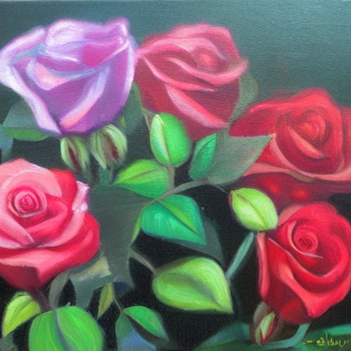 rosas en un jardín, ,  , Oil Painting