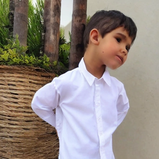 niño con camisa blanca
