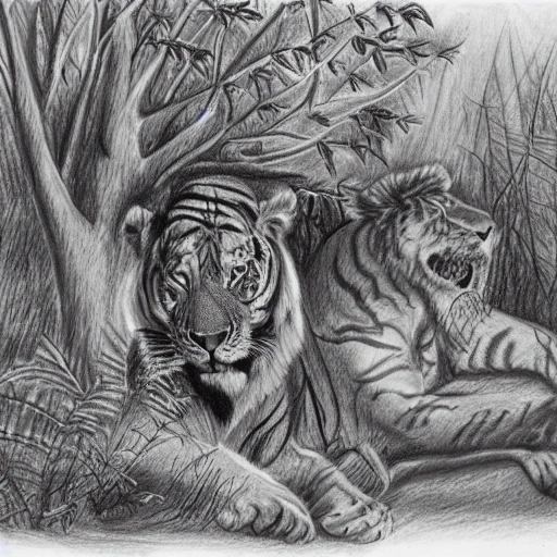 Tiger Walking In Forest With Tropic Flower. Outline Drawing For Coloring  Book Royalty Free SVG, Cliparts, Vectors, and Stock Illustration. Image  94901952.