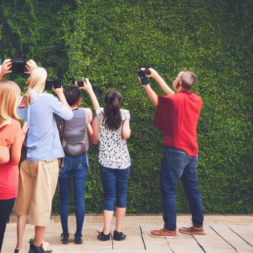 A group of person be look and take photo of something off camera ...