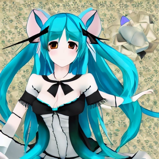 Miku,Cat ears, poor breasts, dead water, white silk, bells, Cartoon