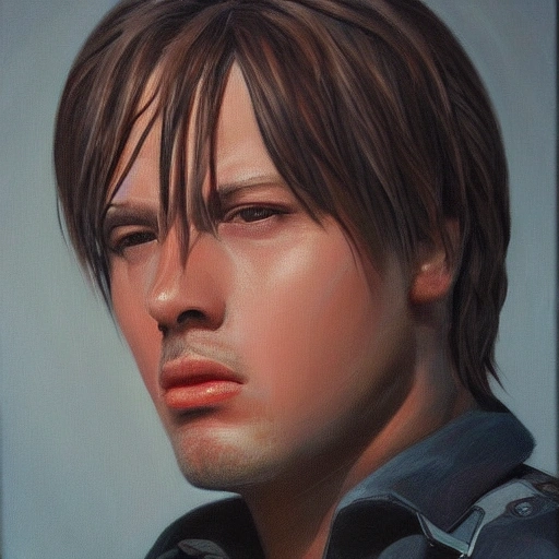 Leon s. kennedy from Chile, , 3D, photorealistic,, Oil Painting, American plane