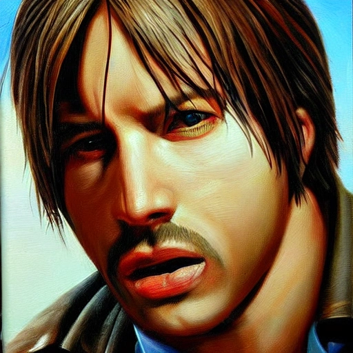 Leon s. kennedy from Chile, , 3D, photorealistic,, Oil Painting, American plane