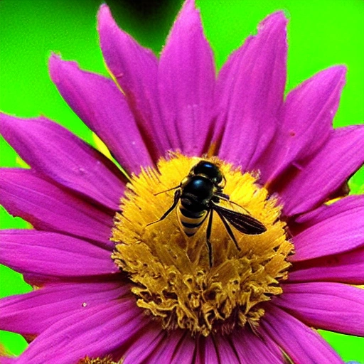 fotografia macro de una abeja libando una flor, Trippy