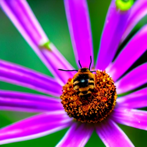 fotografia macro de una abeja libando una flor, Trippy