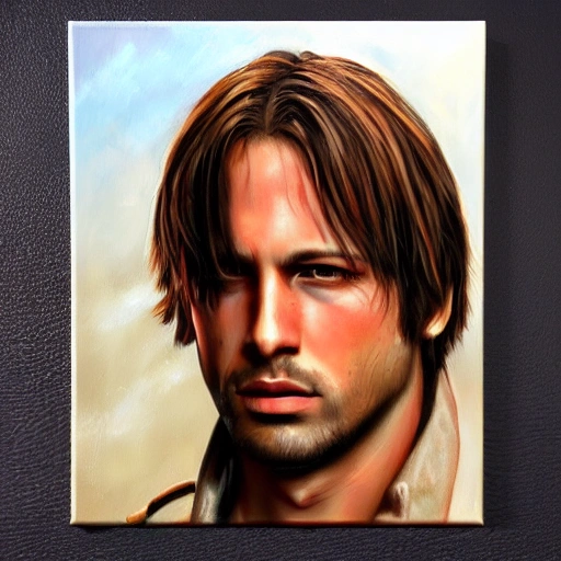 Leon s. kennedy from Argentina, 3D, photorealistic,, Oil Painting, American plane