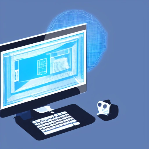 computer, illustration, for ppt, thinking, blue, technology style, light and shadow, IT