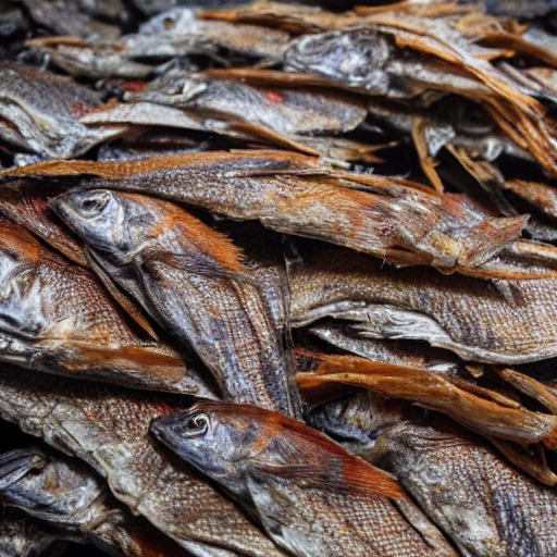 Old dried fish contracted