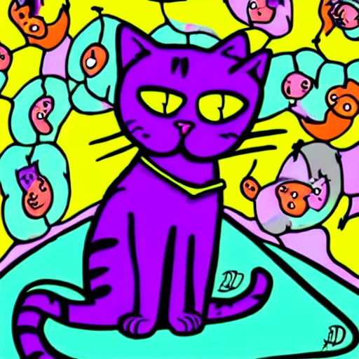 cat, Cartoon, Trippy