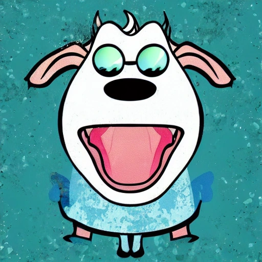 , Cartoon goat character, cool and happy, 